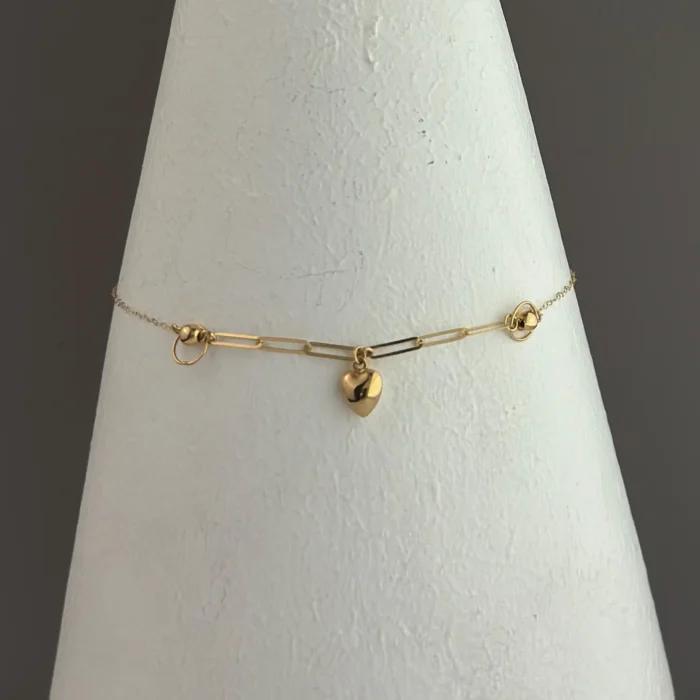 دستبند طلای قلب و هرمس و گوی