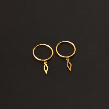 گوشواره طلای حلقه ای طرح لوزی